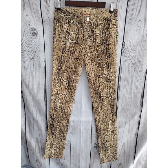 Tory Burch Snakeskin Python Print Super Skinny Jeans Women Size 26 35" TALL LONG - Picture 2 of 15